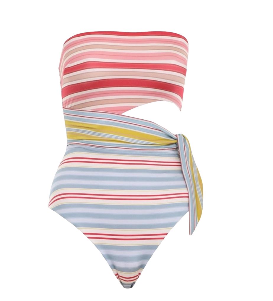 Zimmermann Pattie Scarf Tie One Piece | Cutouts, Bandeau Top, Striped, Straps