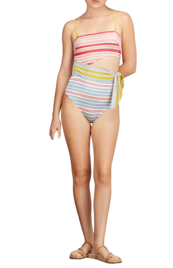 Zimmermann Pattie Scarf Tie One Piece | Cutouts, Bandeau Top, Striped, Straps