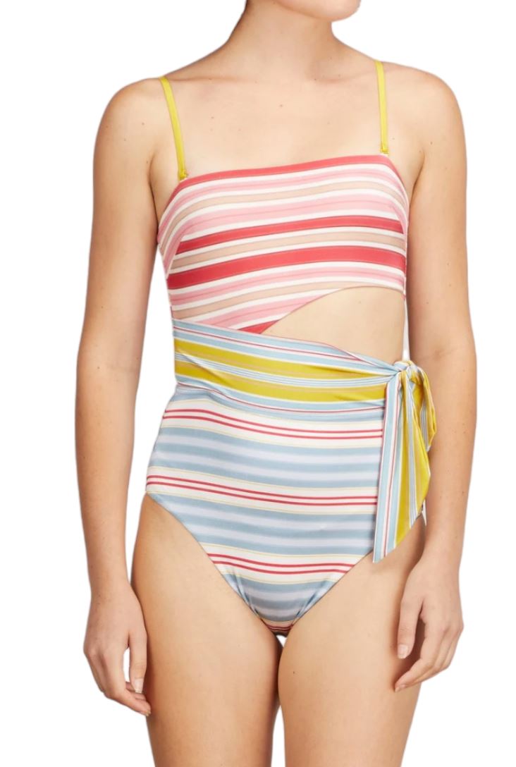 Zimmermann Pattie Scarf Tie One Piece | Cutouts, Bandeau Top, Striped, Straps