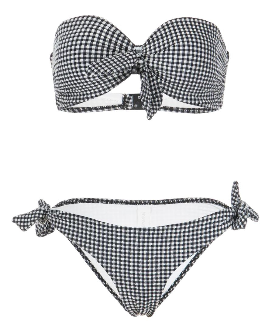 Zimmermann Jeannie Gingham Tie Bikini | Navy/White, Bandeau, Low Rise, Self Tie