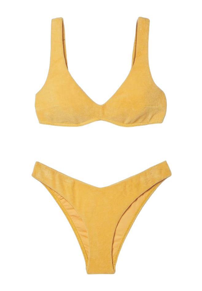 Zimmermann Jeannie Terry Scoop Bikini | Yellow, Terry Cloth, Cheeky bottoms