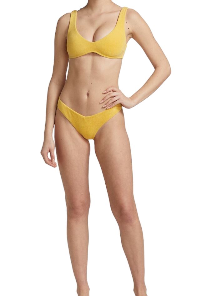 Zimmermann Jeannie Terry Scoop Bikini | Yellow, Terry Cloth, Cheeky bottoms