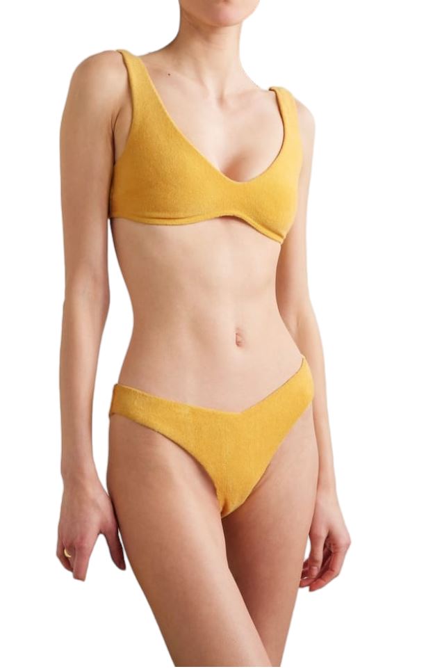 Zimmermann Jeannie Terry Scoop Bikini | Yellow, Terry Cloth, Cheeky bottoms