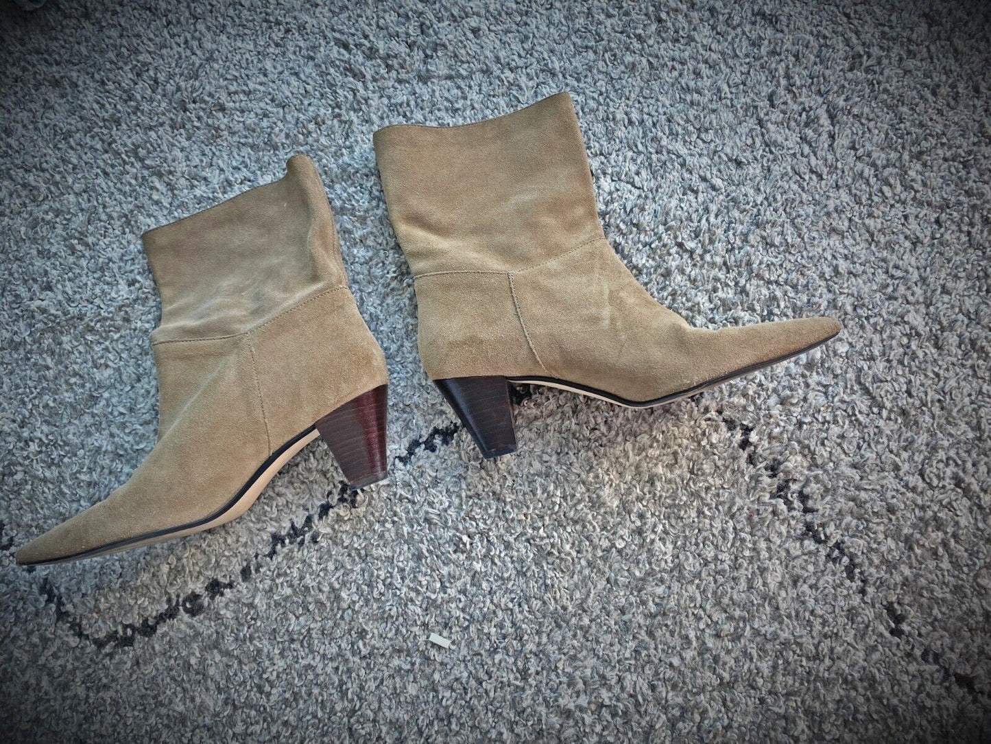 Zara Mid Calf Boots | Taupe/Brown, Sz 41, Genuine Suede, Pointed Toe, WORN ONCE