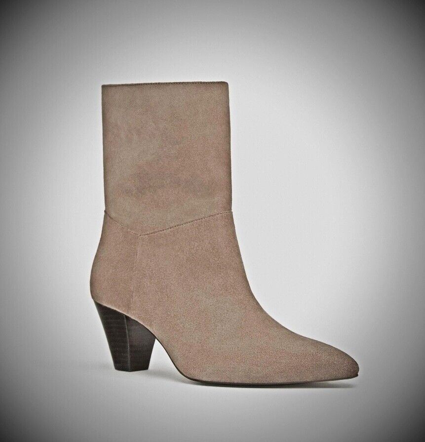 Zara Mid Calf Boots | Taupe/Brown, Sz 41, Genuine Suede, Pointed Toe, WORN ONCE