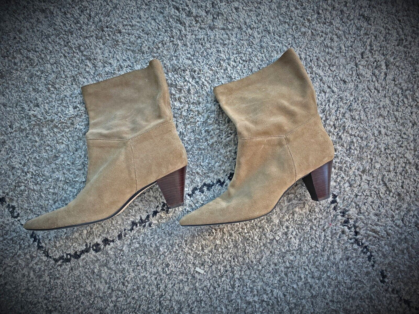 Zara Mid Calf Boots | Taupe/Brown, Sz 41, Genuine Suede, Pointed Toe, WORN ONCE