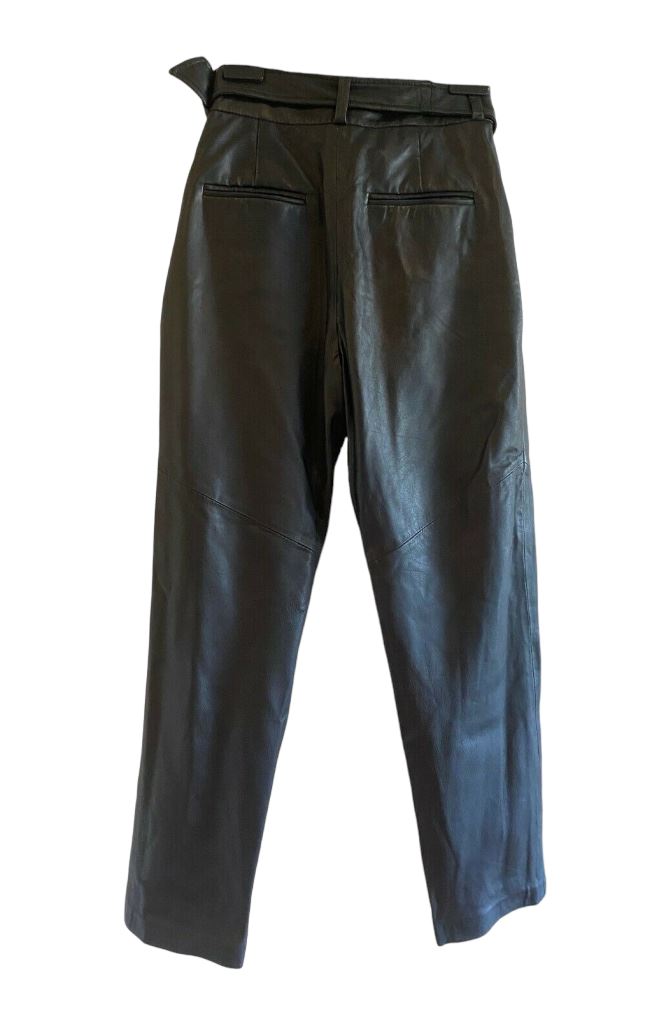 Bardot Charlie Leather Pant | Soft Genuine Leather, High Waist, Belt Size 12