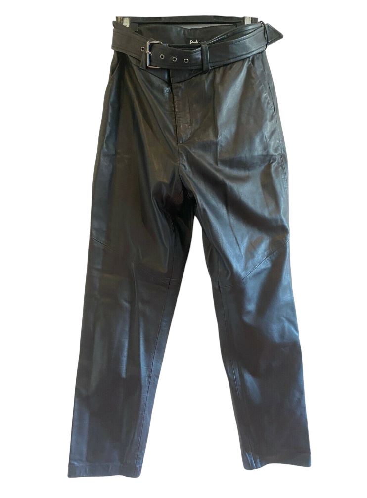 Bardot Charlie Leather Pant | Soft Genuine Leather, High Waist, Belt Size 12