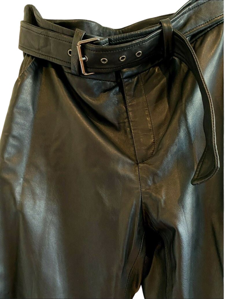 Bardot Charlie Leather Pant | Soft Genuine Leather, High Waist, Belt Size 12