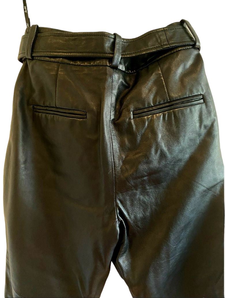 Bardot Charlie Leather Pant | Soft Genuine Leather, High Waist, Belt Size 12