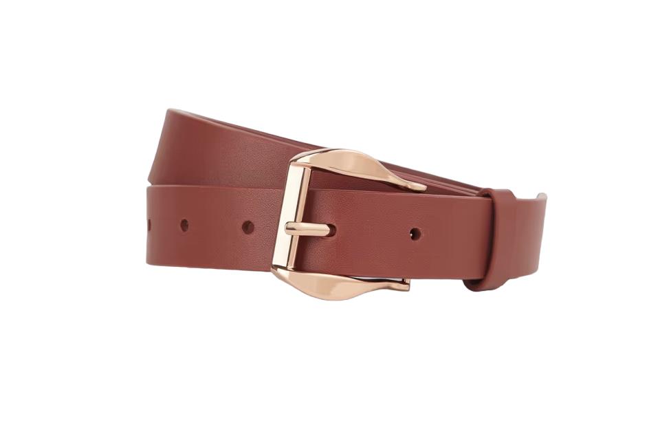 Zimmermann Leather Buckle Jean Belt | Gold Hardware, Bovine Leather, Burgundy