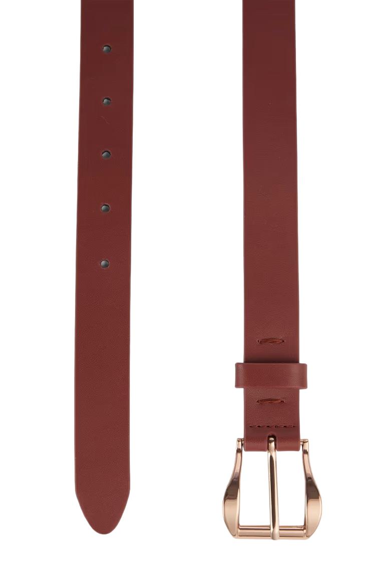 Zimmermann Leather Buckle Jean Belt | Gold Hardware, Bovine Leather, Burgundy