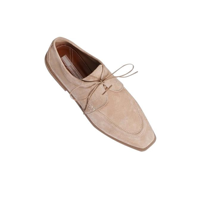 Zimmermann Lace Up Golf Shoes | Sand/Beige, Square, Suede, Flats ITALY made