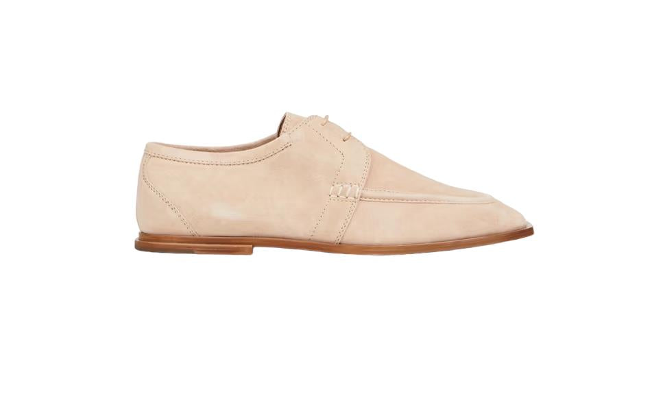 Zimmermann Lace Up Golf Shoes | Sand/Beige, Square, Suede, Flats ITALY made