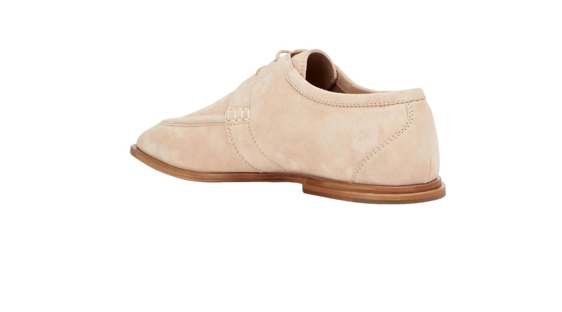 Zimmermann Lace Up Golf Shoes | Sand/Beige, Square, Suede, Flats ITALY made