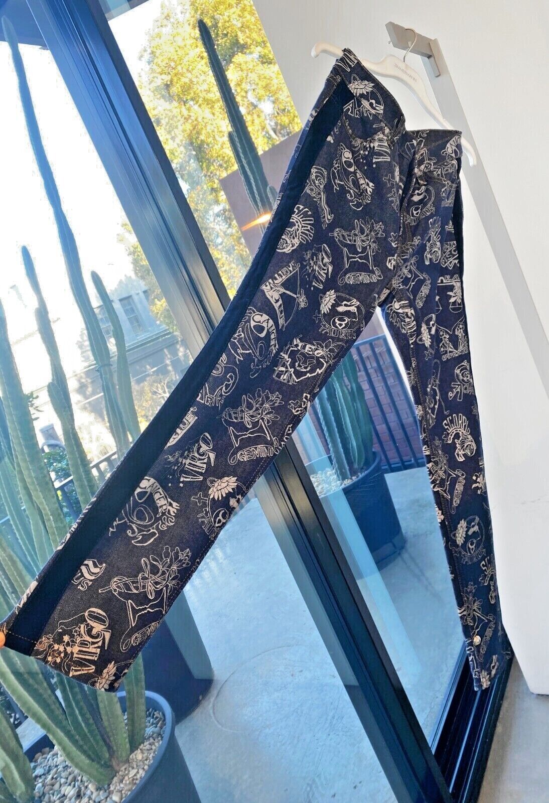 Zimmermann Kaleidoscope Stovepipe Jeans | Zodiac Print, Side Panels, High Waist