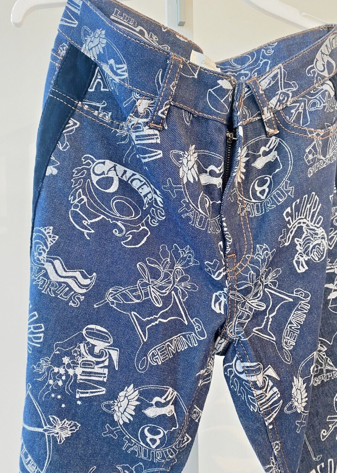 Zimmermann Kaleidoscope Stovepipe Jeans | Zodiac Print, Side Panels, High Waist