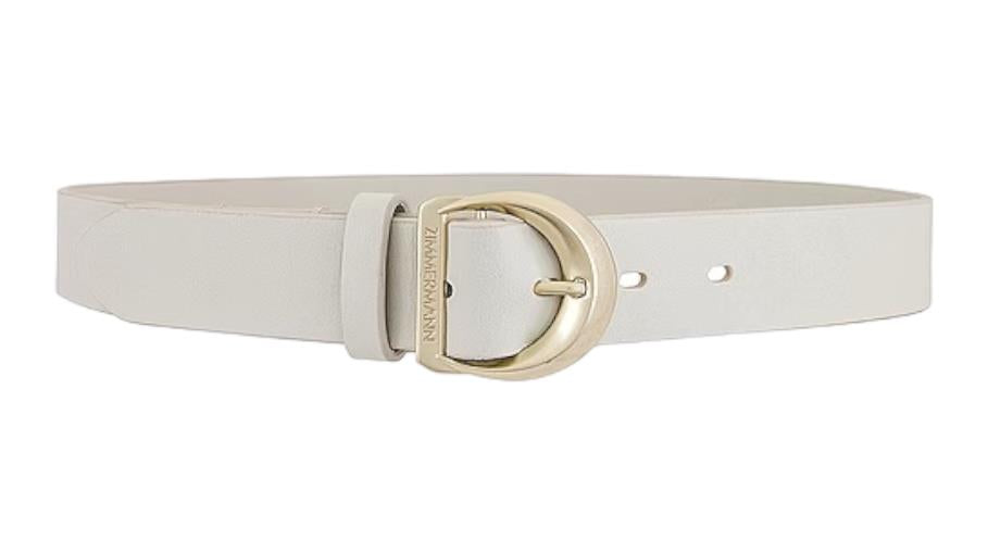 Zimmermann Crescent Buckle Jean Belt | Cream/ECRU, Leather, Narrow, Gold