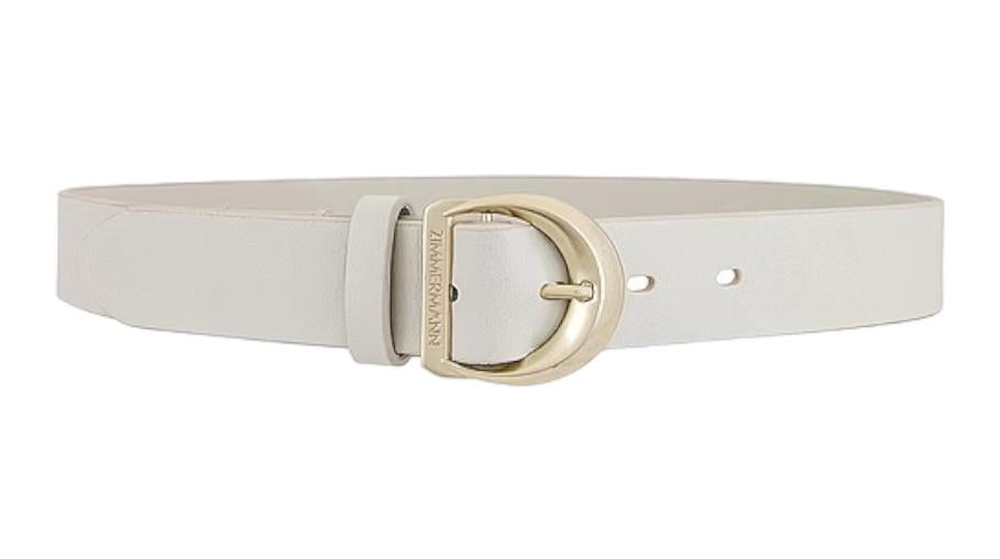 Zimmermann Crescent Buckle Jean Belt | ECRU/Cream/ Off-White, Leather, Gold