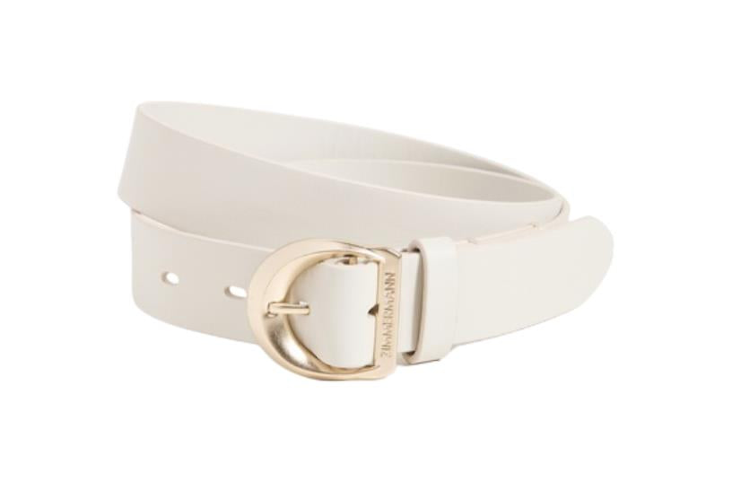 Zimmermann Crescent Buckle Jean Belt | Cream/ECRU, Leather, Narrow, Gold