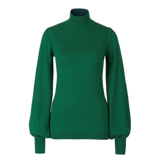 Zimmermann Blouson Sweater | Jumper, Puff Sleeves, Merino Wool, High Neck