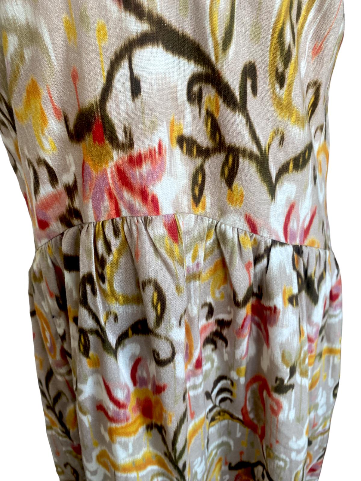 Mon Renn Kindered Mini Dress | Cotton/Linen Blend, Floral,  Beige, Eco Friendly
