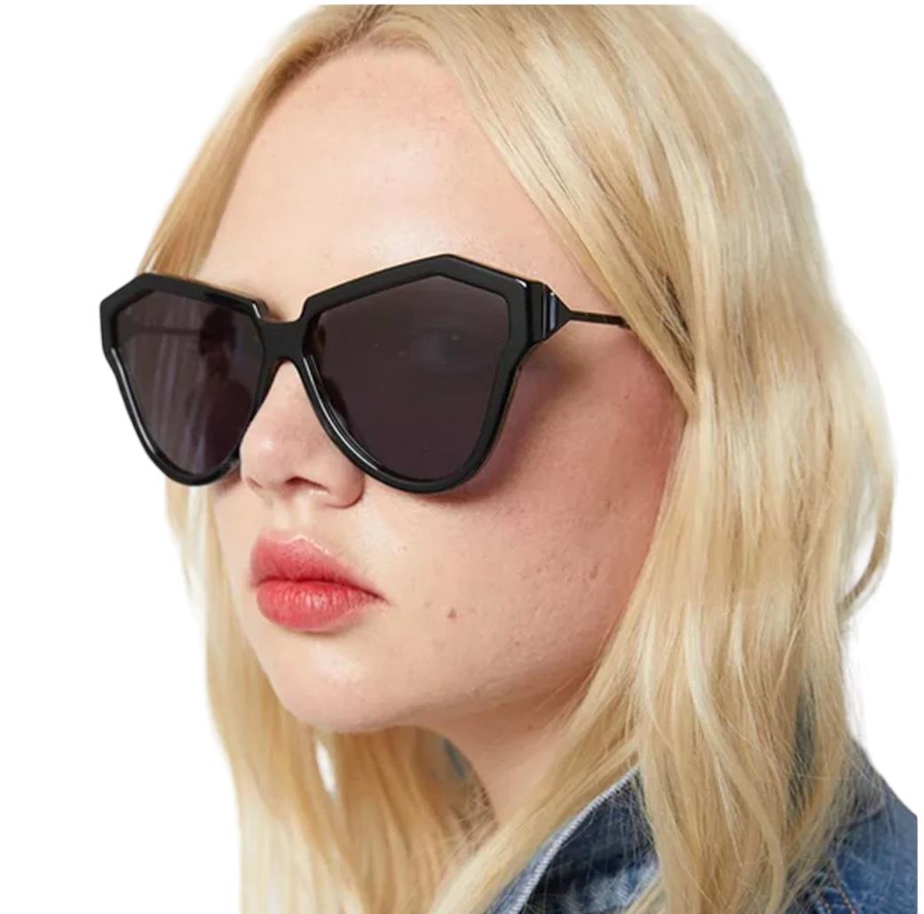 Karen Walker One Hybrid Sunglasses | Black Mono, Cat Eye, Biodegradable & Eco