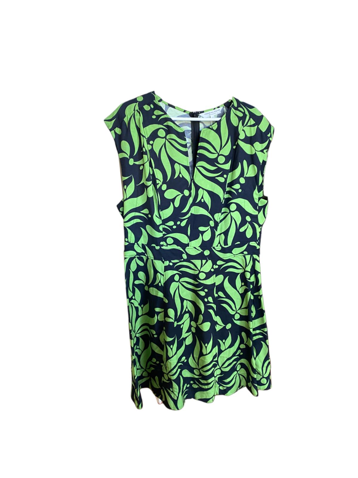 Veronika Maine Ivy Deco Leaves Short Dress | Green/Black, Tunic Neck, Floral