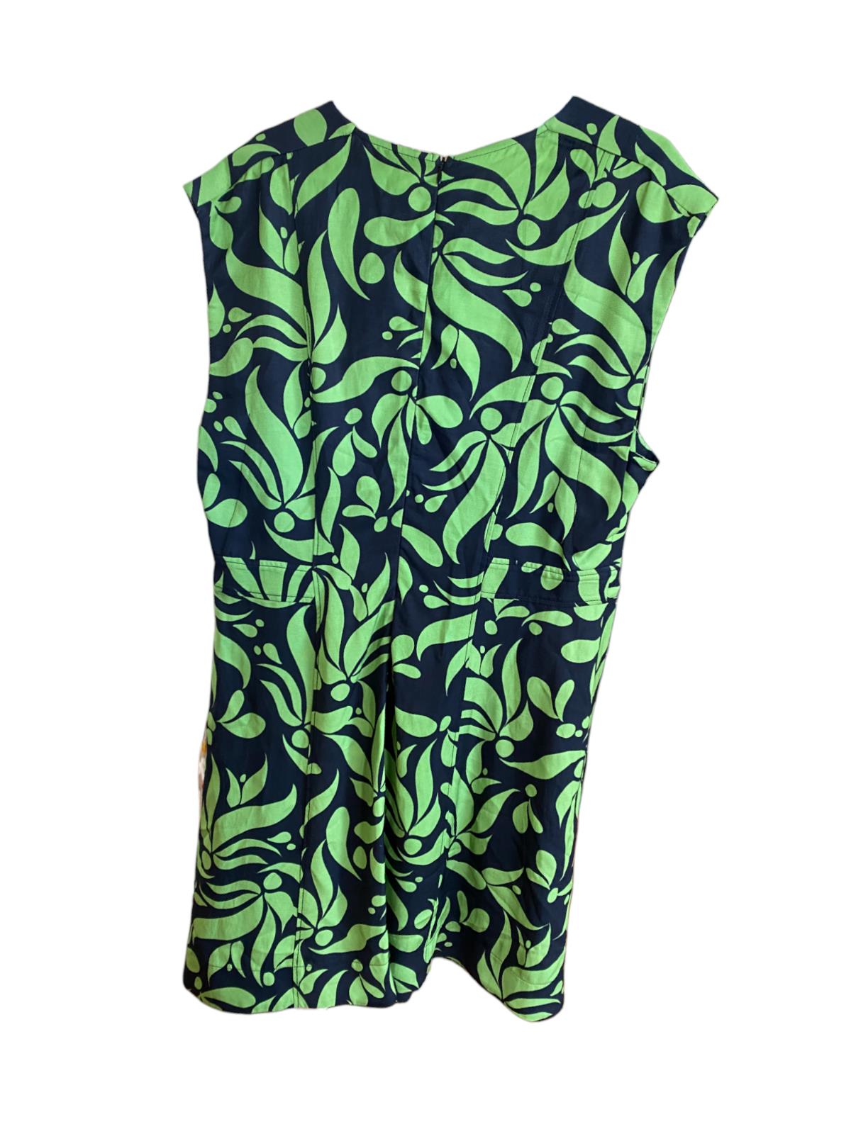 Veronika Maine Ivy Deco Leaves Short Dress | Green/Black, Tunic Neck, Floral