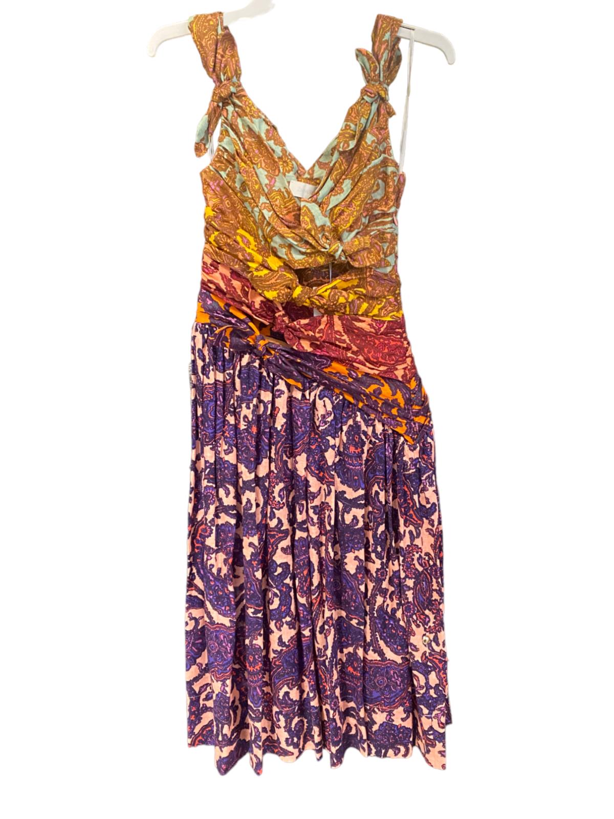 Zimmermann Tiggy Frill Midi Dress | Colourful, Linen, Tiered, Frills, Pompoms