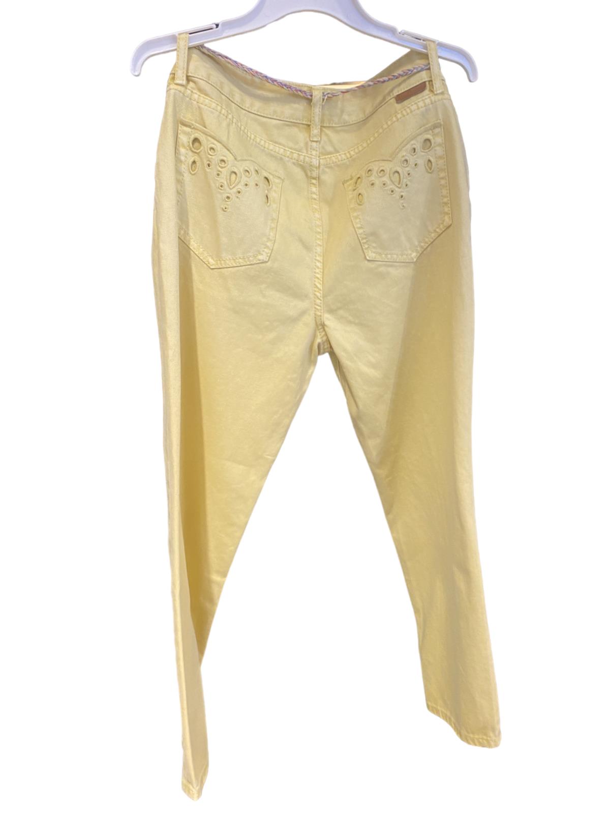 Zimmermann Clover Stove Pipe Jeans | Pale Yellow, High Waist, Embroidery, Belt