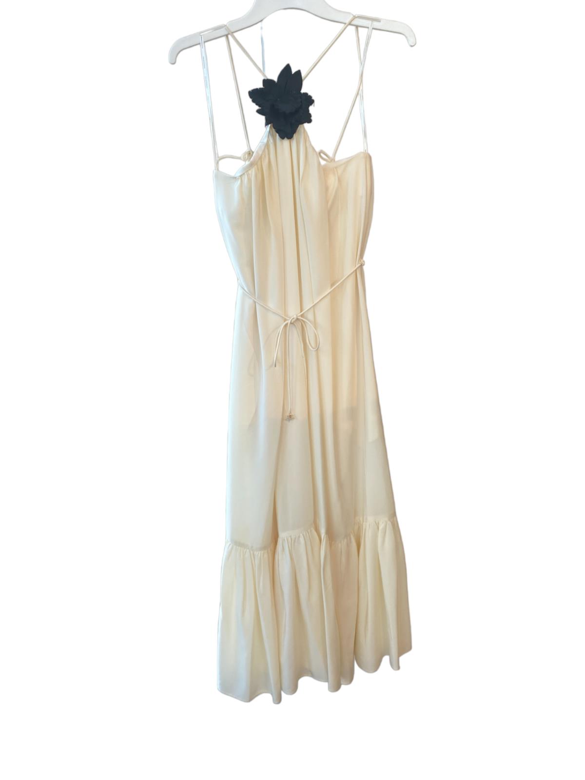 Zimmermann Halter Neck Midi Dress | Cream/Off-White, Silk, Brooch, Optional Belt