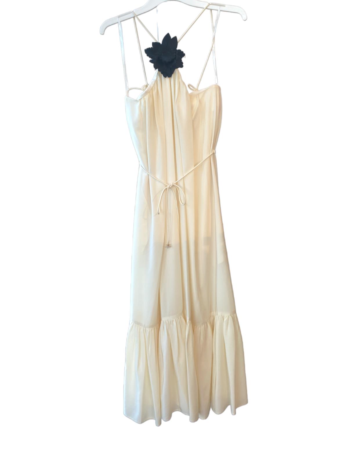 Zimmermann Halter Neck Midi Dress | Cream/Off-White, Silk, Brooch, Optional Belt