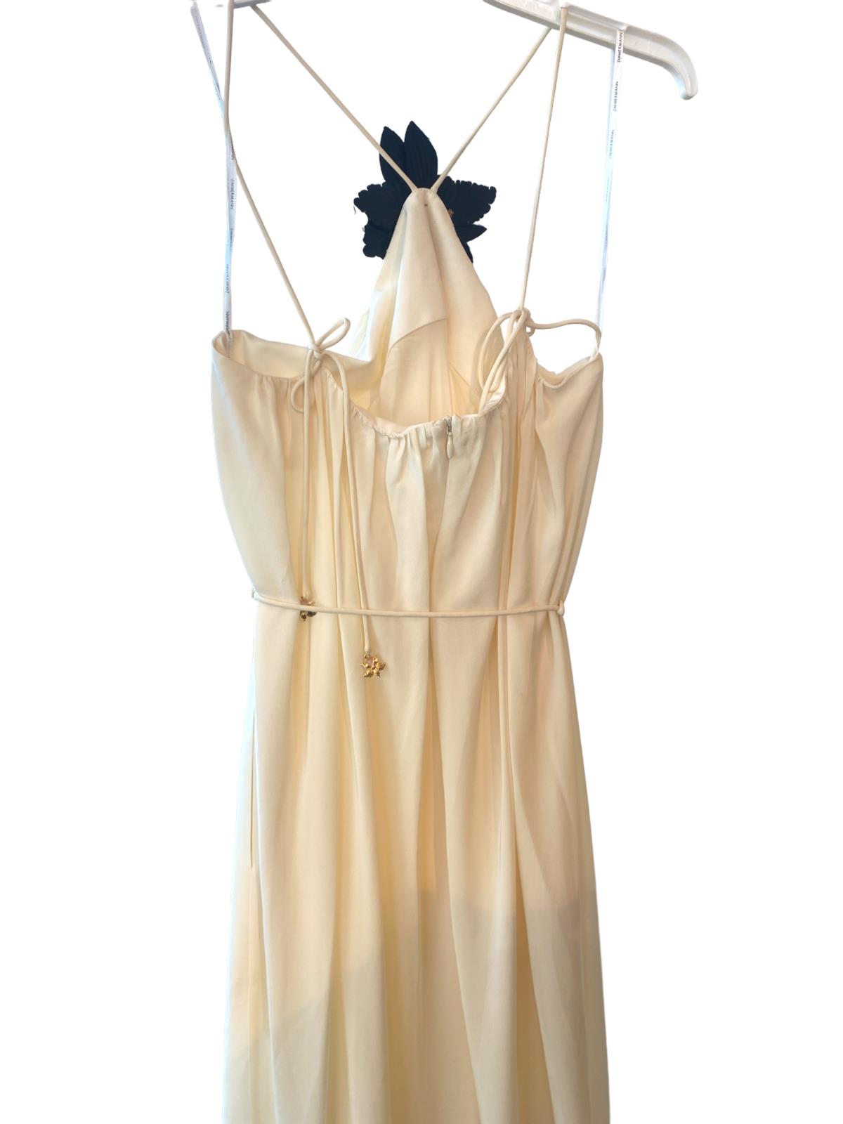 Zimmermann Halter Neck Midi Dress | Cream/Off-White, Silk, Brooch, Optional Belt