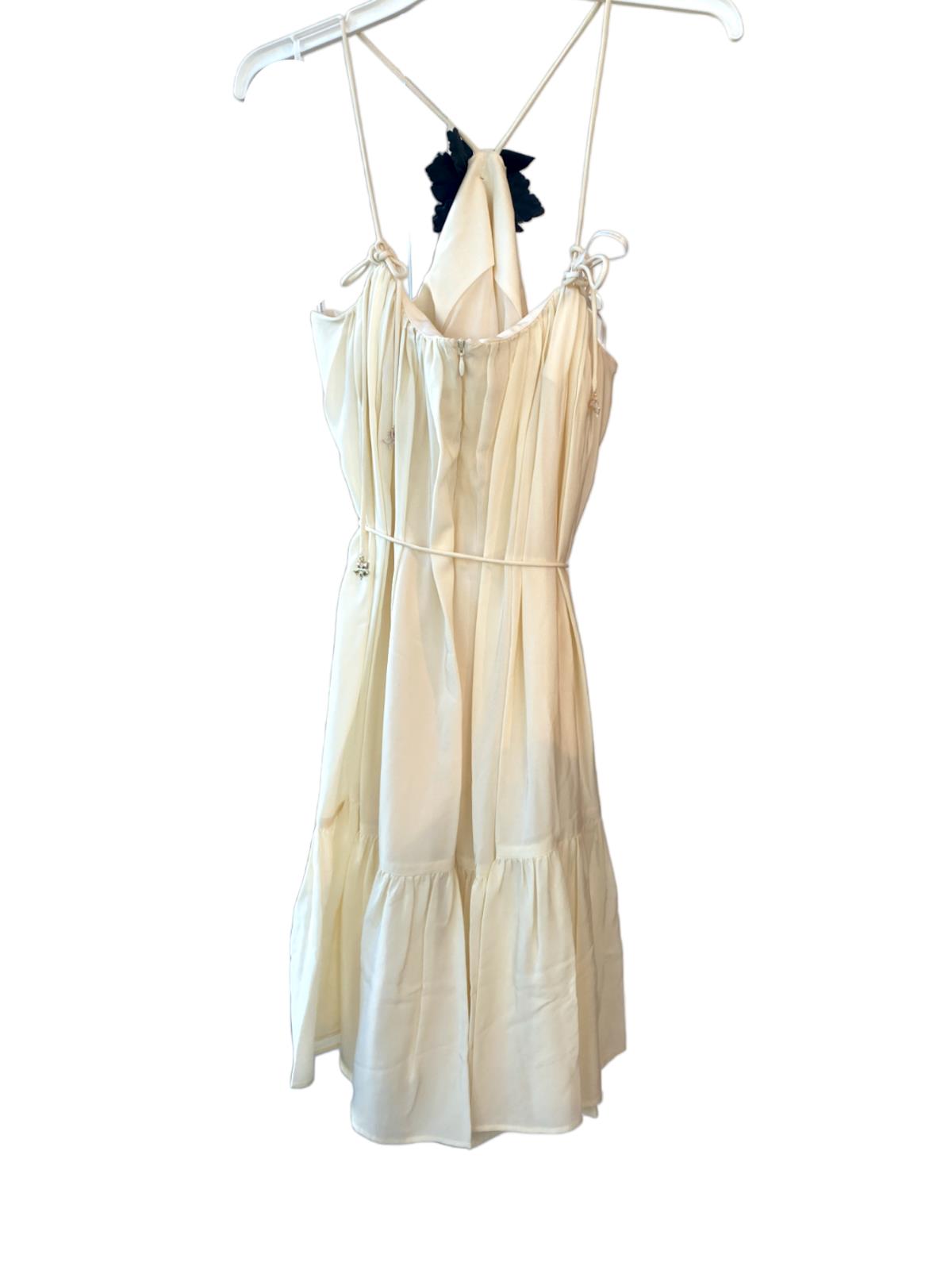 Zimmermann Halter Neck Mini Dress | Cream/Off-White, Silk, Brooch, Optional Belt