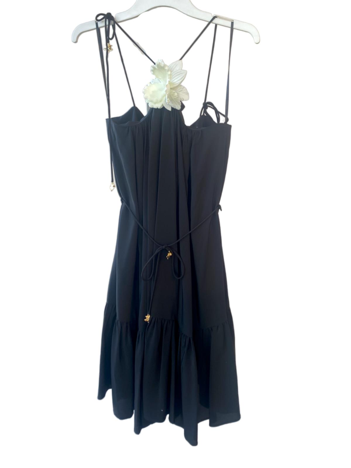 Zimmermann Halter Neck Mini Dress | Black, Silk, Flower Brooch, Optional Belt