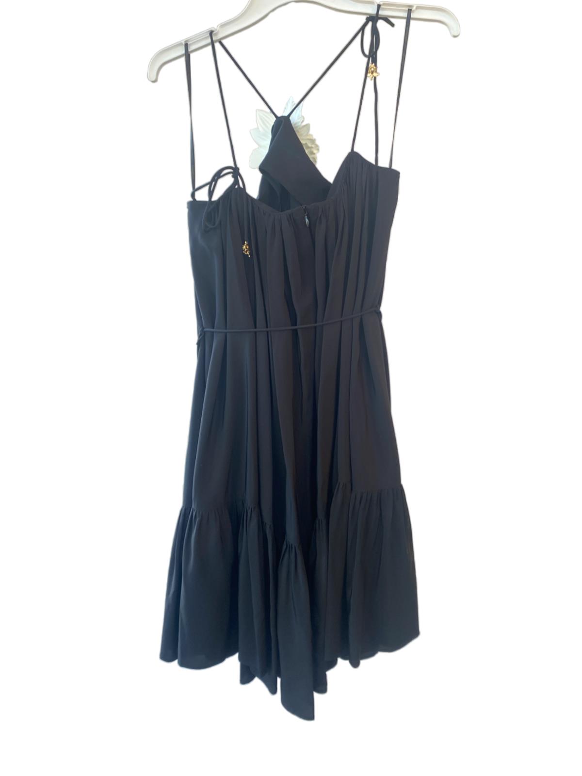 Zimmermann Halter Neck Mini Dress | Black, Silk, Flower Brooch, Optional Belt