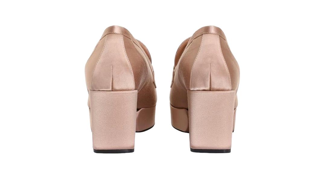 Zimmermann Crescent Satin Loafer | Blush/Nude, Platform, Gold Chain,Italian Made