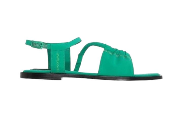 Zimmermann Scuba Flat Sandal | Grass / Green, Neoprene / Leather, Strappy Flats