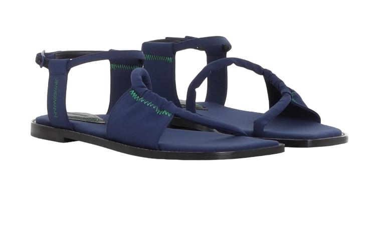 Zimmermann Scuba Flat Sandal | Grass / Green, Neoprene / Leather, Strappy Flats