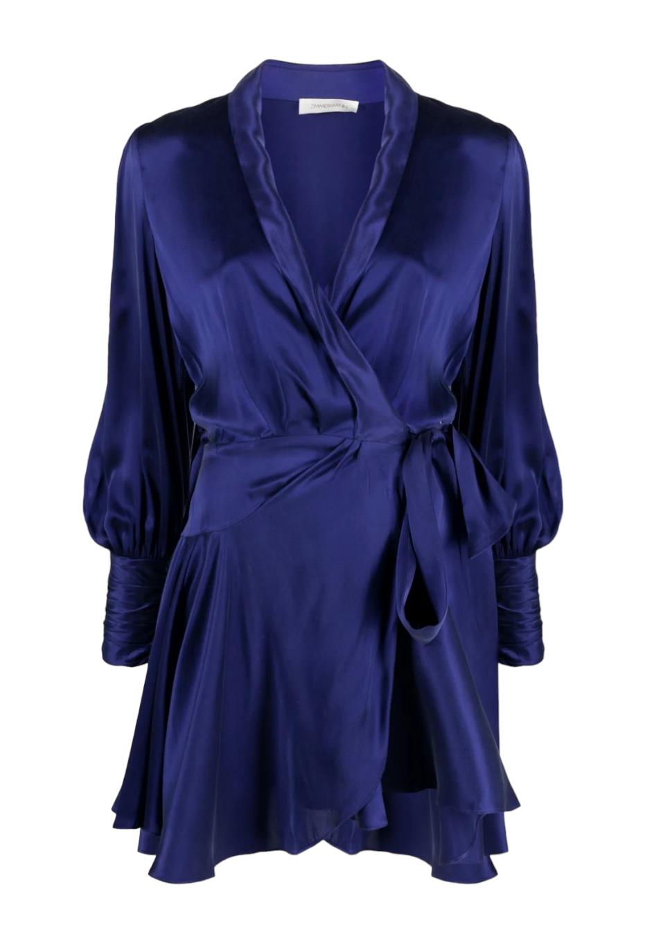 Zimmermann Silk Wrap Mini Dress | Lapis/Blue/Purple Sueded Silk Cocktail, Party