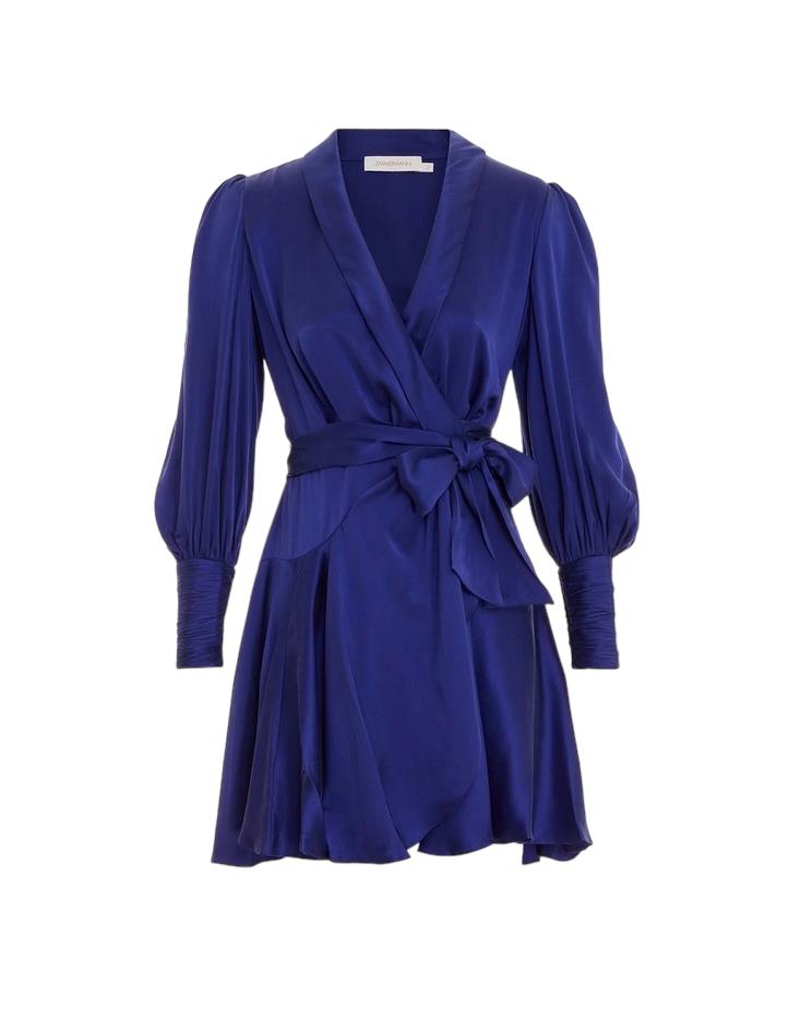 Zimmermann Silk Wrap Mini Dress | Lapis/Blue/Purple Sueded Silk Cocktail, Party