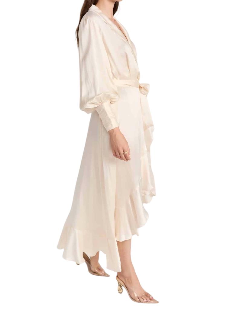 Zimmermann Silk Wrap Midi Dress | Cream/Off White, Sueded Silk Cocktail, Dolman