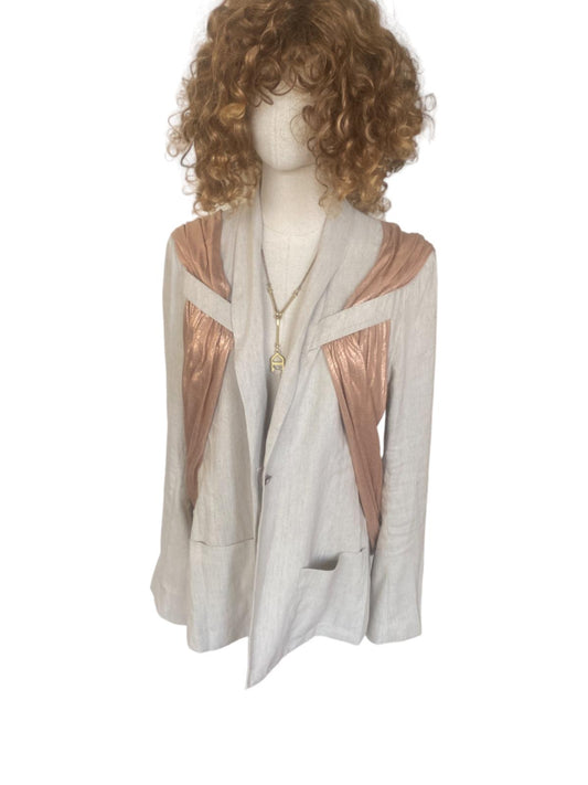 Sass & Bide Copper Foil Linen Jacket/Blazer | Beige/Rose Gold, Stretch, Sz 44