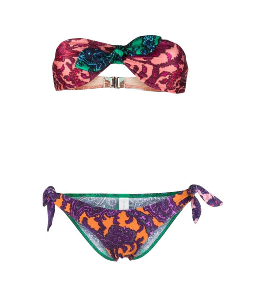 Zimmermann Tiggy Tie Bikini | Spliced, Paisley, Front Tie Bandeau, Low Rise