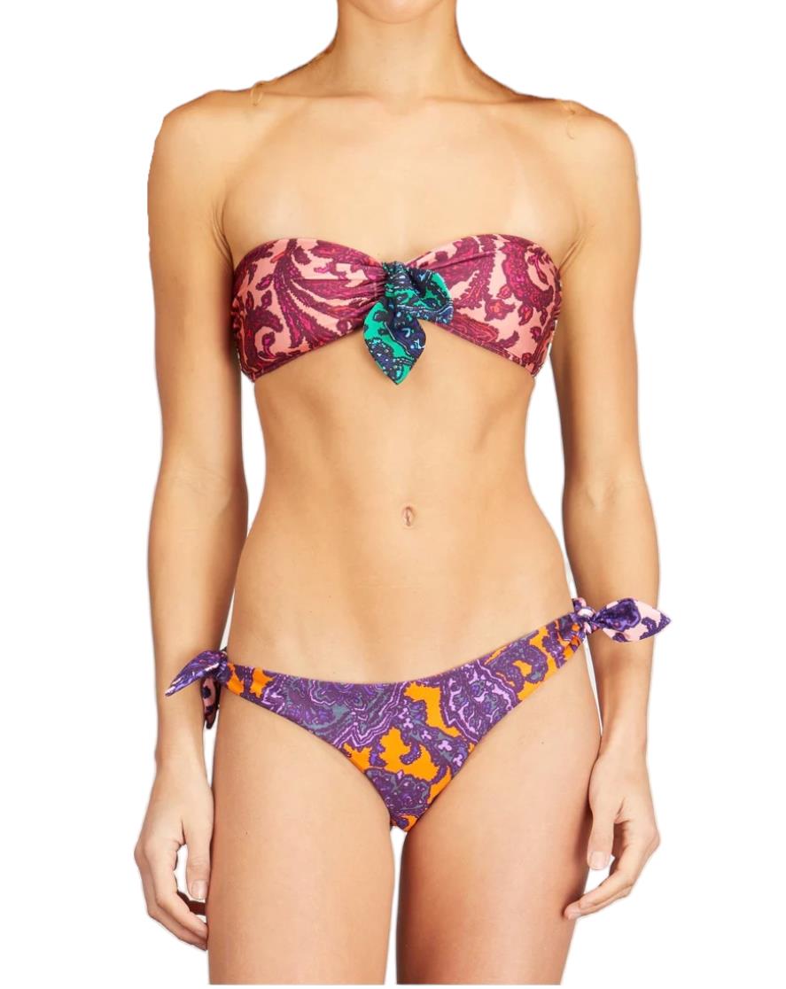 Zimmermann Tiggy Tie Bikini | Spliced, Paisley, Front Tie Bandeau, Low Rise