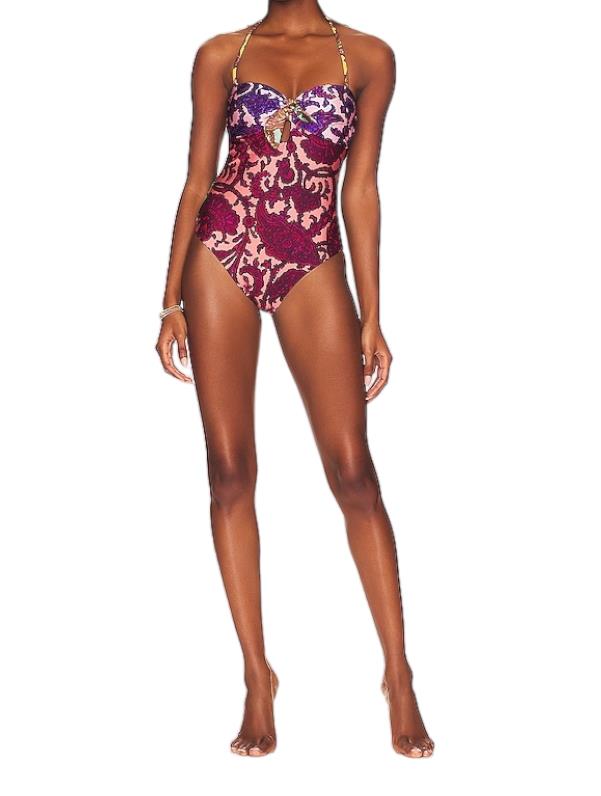 Zimmermann Tiggy Keyhole Tie Front One Piece | Spliced, Paisley, Halter, Bandeau