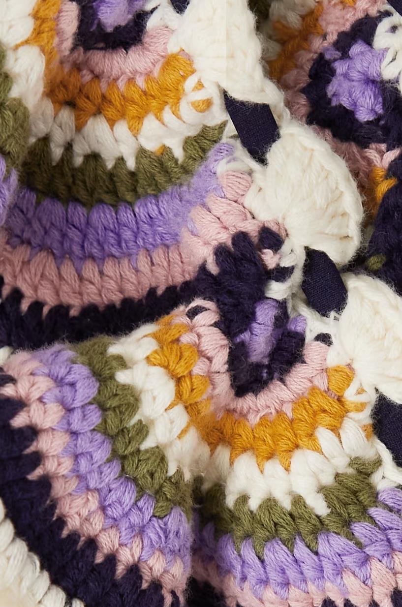 Zimmermann Cira Crochet Frill Tri Bikini | Hand-Crocheted top, Shoulder Ruffles