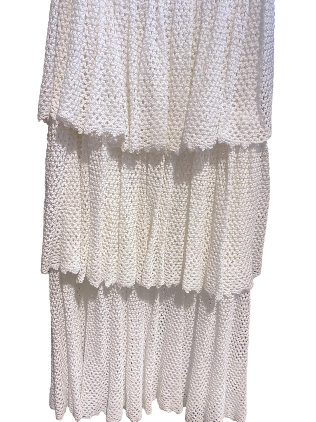 Zimmermann Jude Tiered Midi Skirt | Cream/White, High Waist, Crochet, Ladders