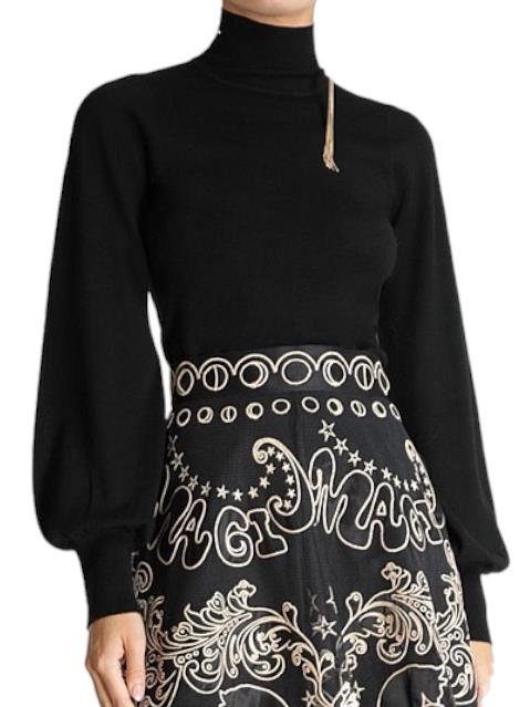 Zimmermann Blouson Sweater | Jumper, Puff Sleeves, Merino Wool, Black